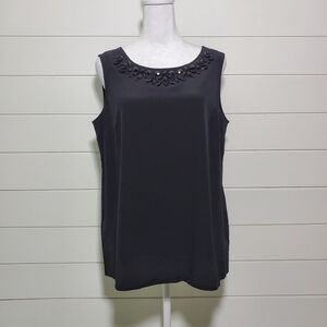 Talbots Beaded‎ Women's 100% Silk Black Sleeveless Top. Size: 10